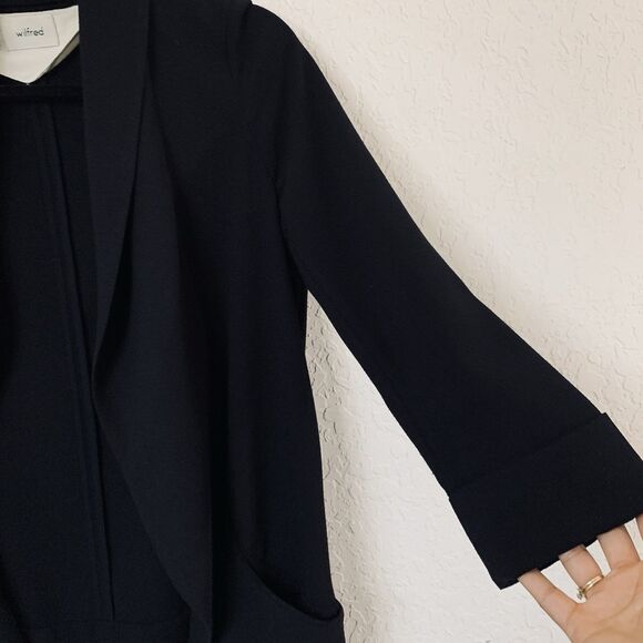 Aritzia Wilfred Chevalier Blazer Jacket Women M Black Drape Open Front Chic Work - Picture 7 of 13